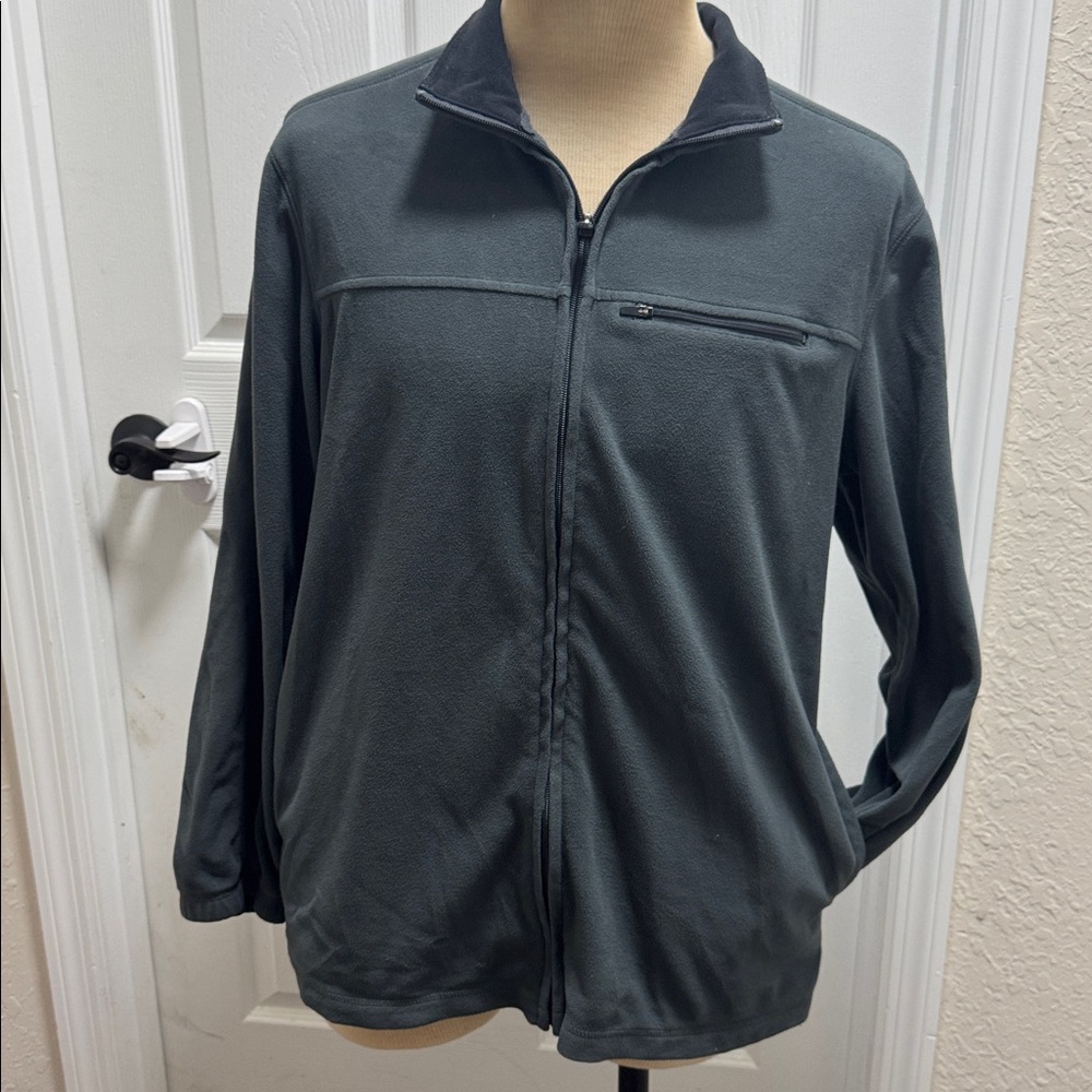 Croft & Barrow full zipper jacket gray long sleeve front side pockets medium